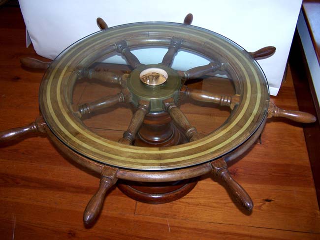 An Antique Ship's Wheel Coffee Table — image 3